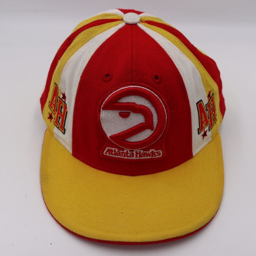 Hardwood Classics Reebok Yellow Red White Atlanta Hawks Vintage Y2K Hat Cap Lid